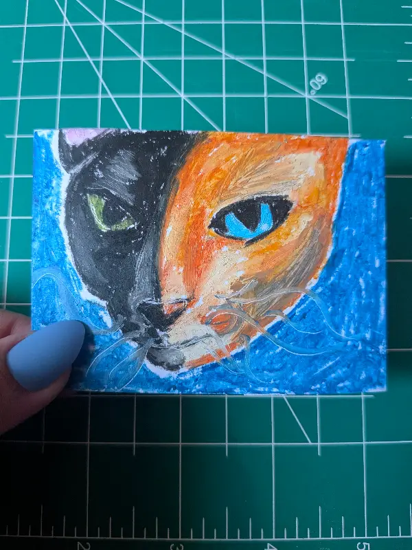 Two toned cat aceo art card