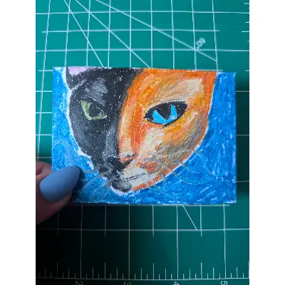 Two toned cat aceo art card thumbnail 1