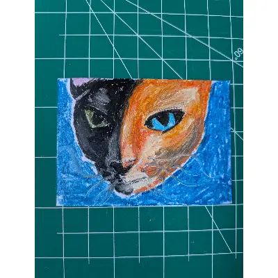 Two toned cat aceo art card thumbnail 2