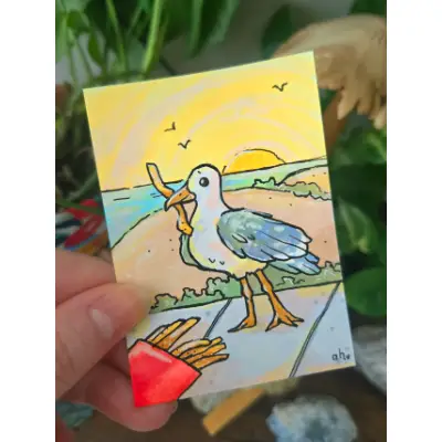 I'll Take Fries With That aceo art card thumbnail 1