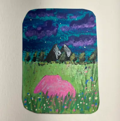 Bunny Watching the Meadow aceo art card thumbnail 1