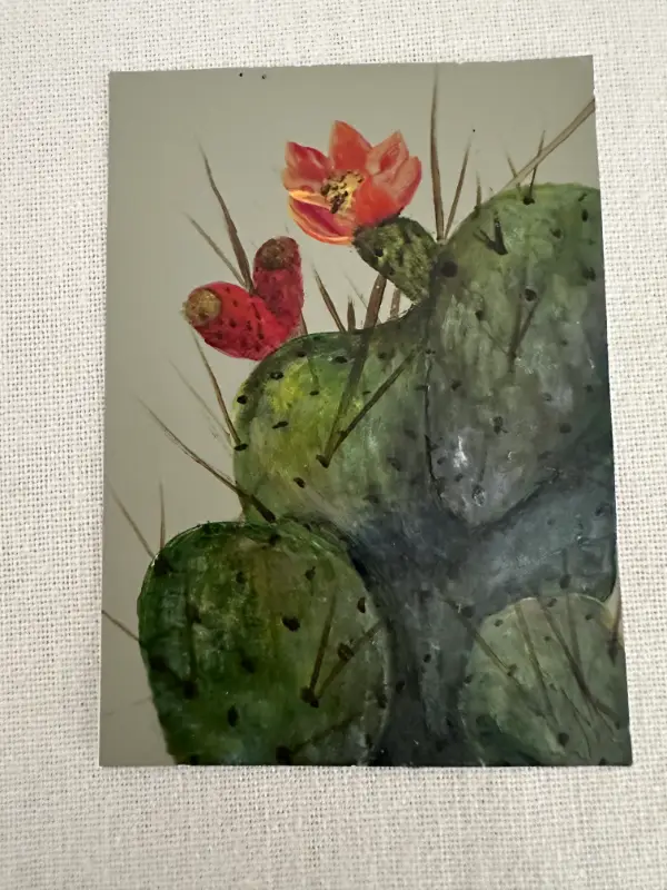 Original ACEO Art Card – Prickly Pear Cactus in Acrylic aceo art card