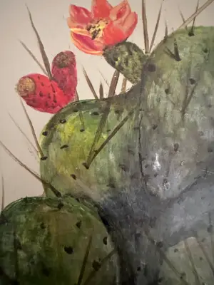 Original ACEO Art Card – Prickly Pear Cactus in Acrylic aceo art card thumbnail 2