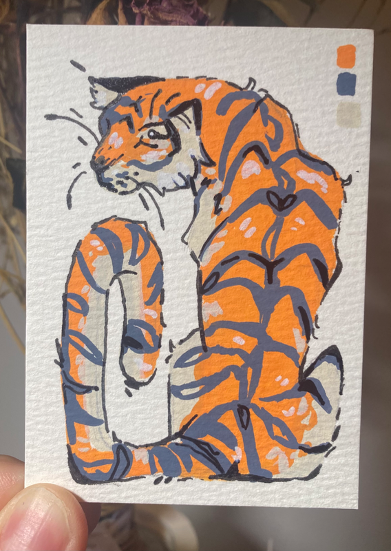silly tiger aceo art card