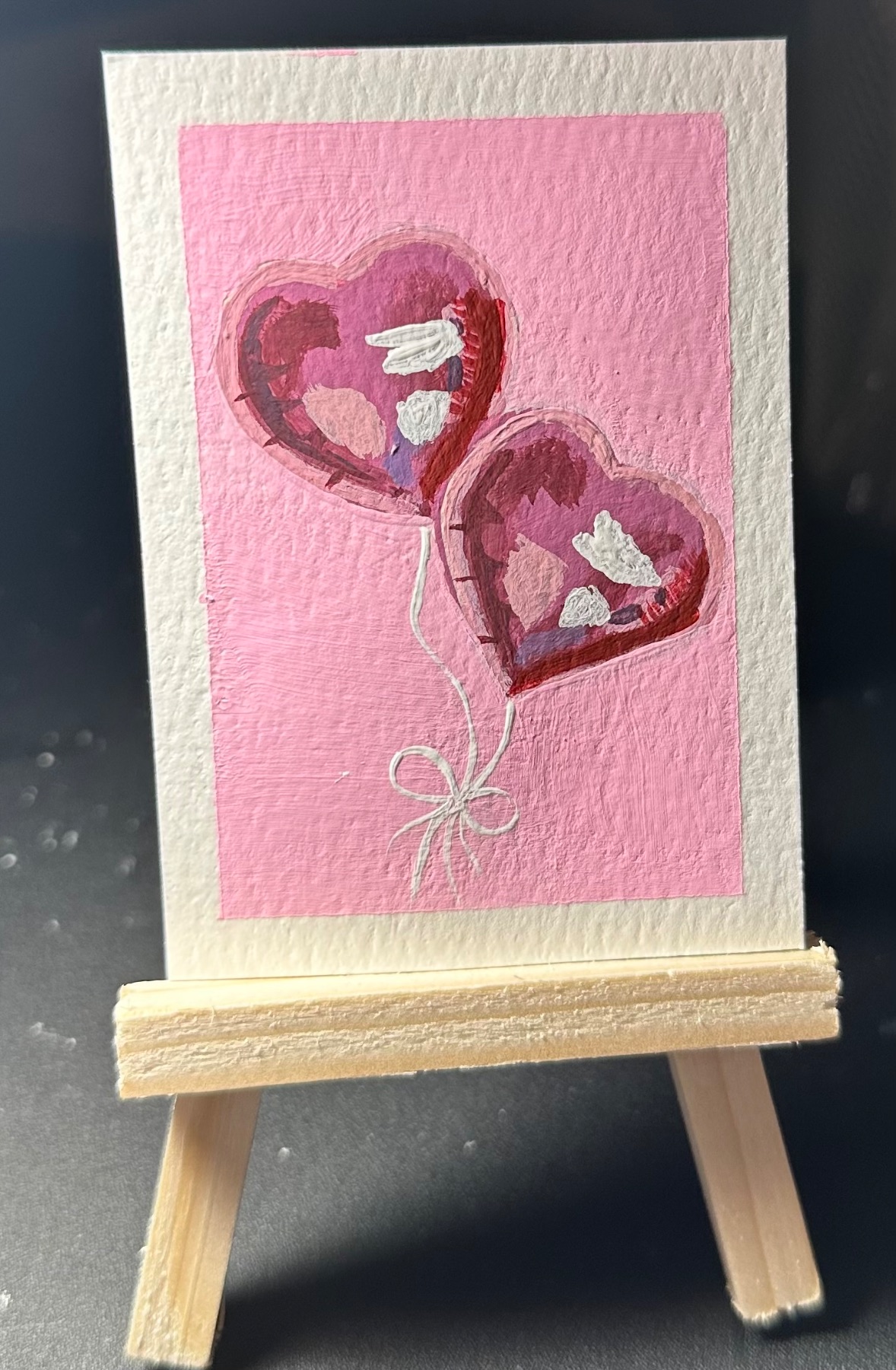 ACEO Original Heart Balloons aceo art card