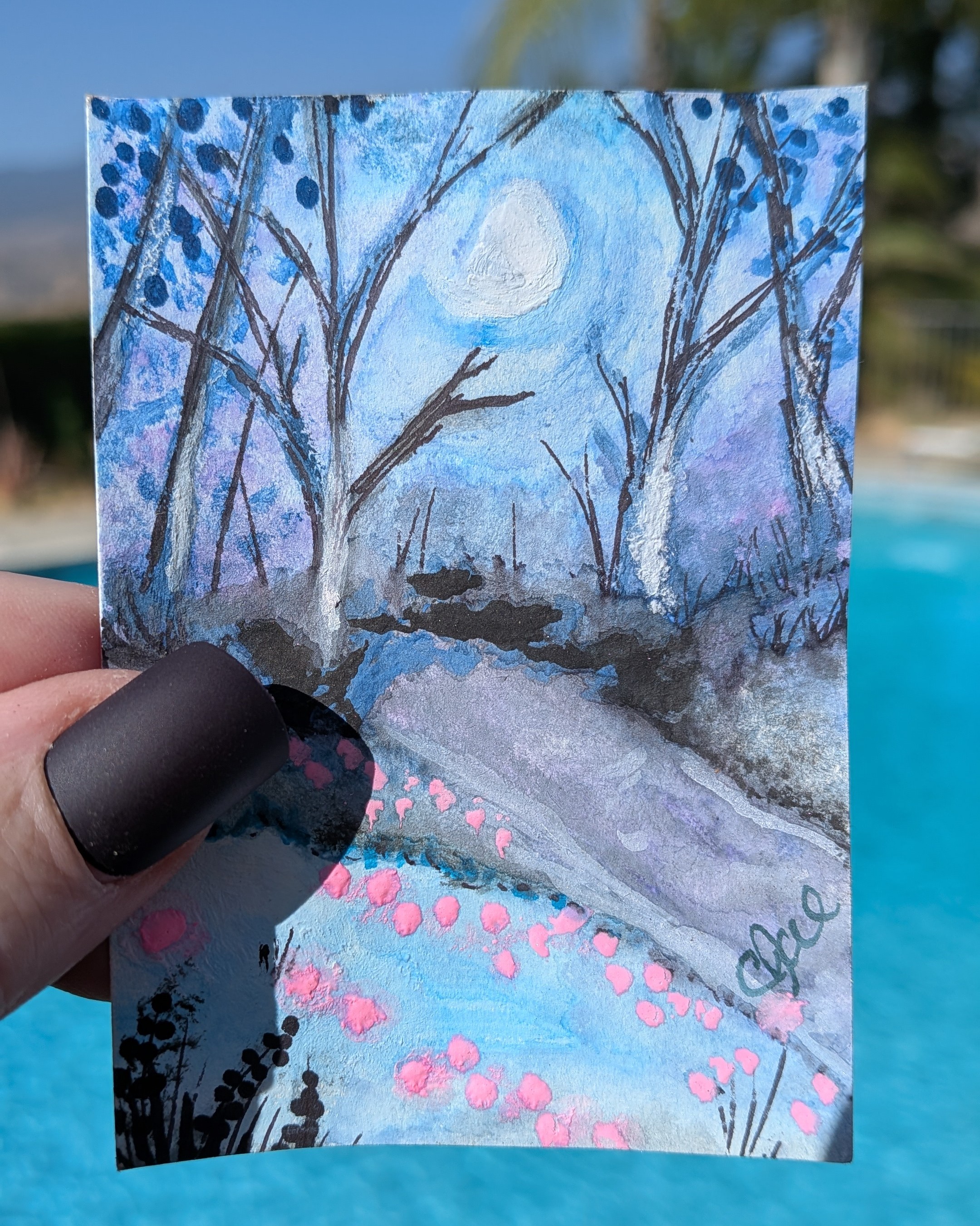 Midnight Path | Original Watercolor ACEO aceo art card