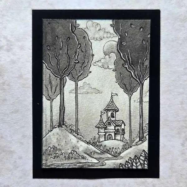 Far Away Castle aceo art card