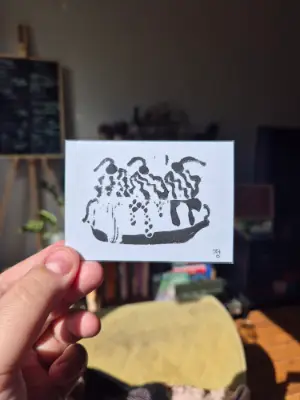 Banana Split - Diner Series - Original Linocut aceo art card thumbnail 2