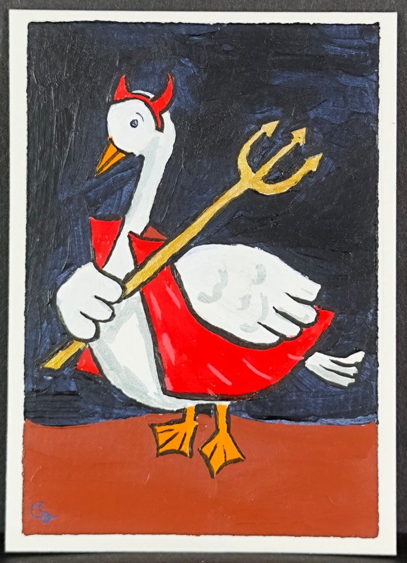 Devil Goose aceo art card
