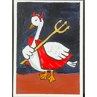 Devil Goose aceo art card thumbnail 1