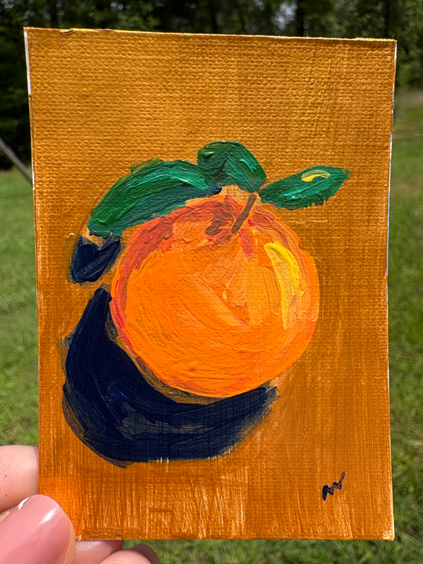 Orang painting Acrylic Abstract on Canvas Paper aceo art card