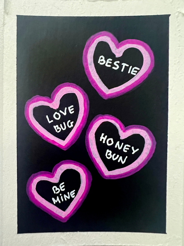 Valentine's Day Hearts Pink aceo art card