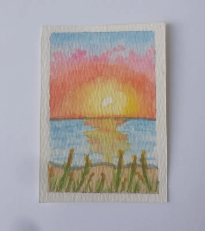 Beach Sunrise 2/2 aceo art card