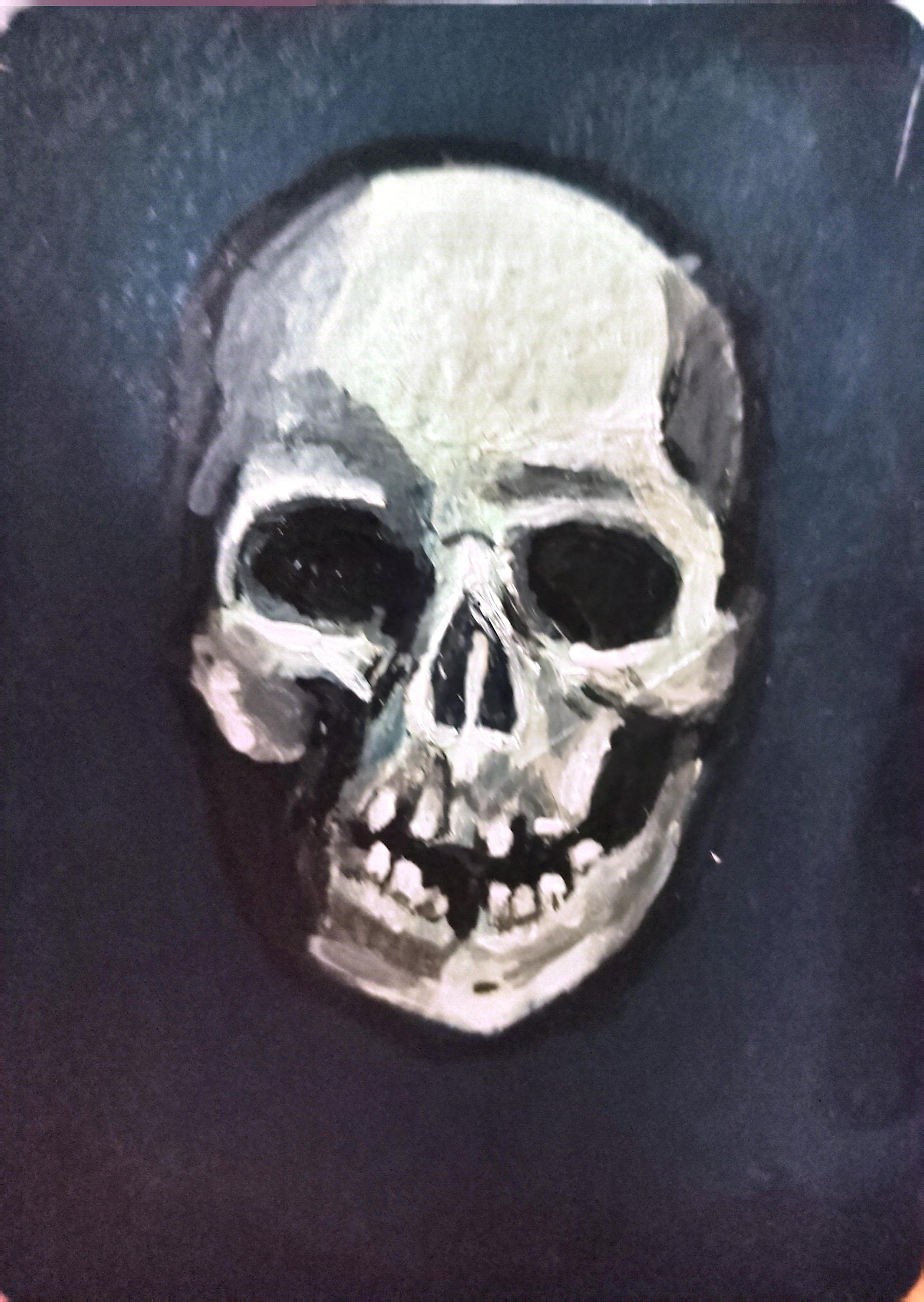 Broken skull aceo art card thumbnail 1