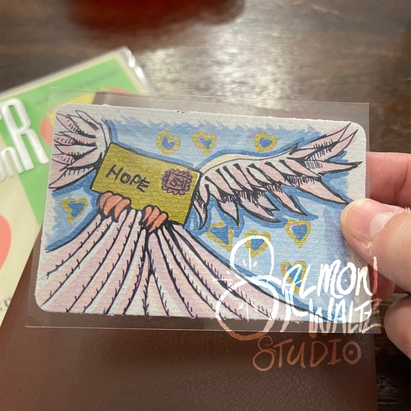 ACEO art card print hope wings letter gold signed by artist that.weird.art.chick aceo art card