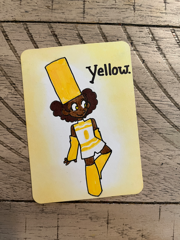Yellow Marker Girl aceo art card