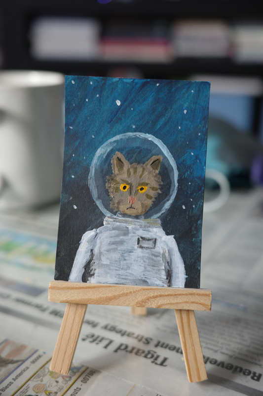 Space Cat #3 aceo art card