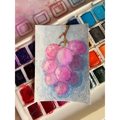Juicy grapes aceo art card thumbnail 1