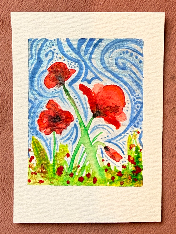 Polaroid Poppies aceo art card