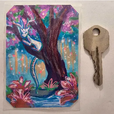 The Creature in the Tree aceo art card thumbnail 2