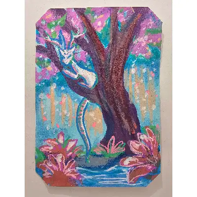 The Creature in the Tree aceo art card thumbnail 1