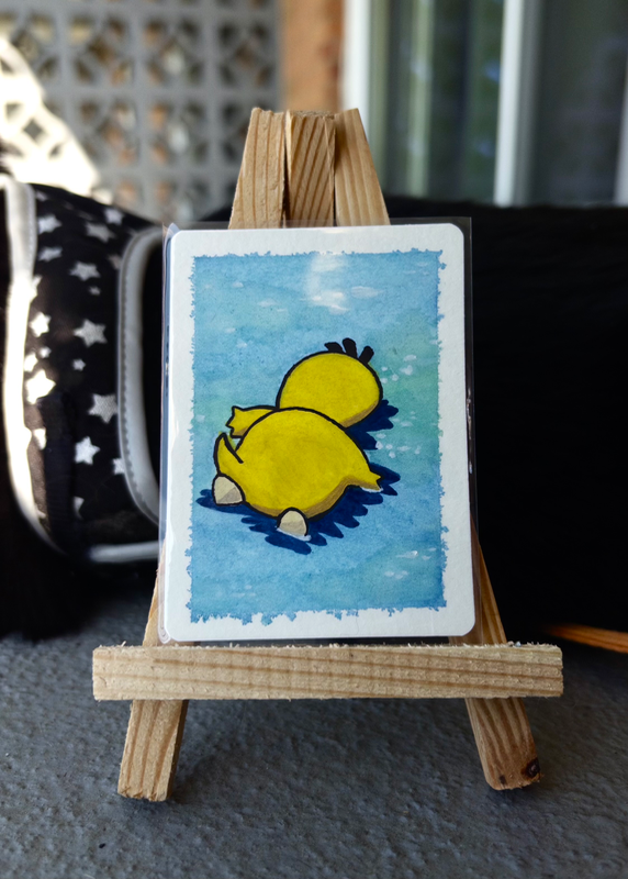 Psyduck Swim aceo art card