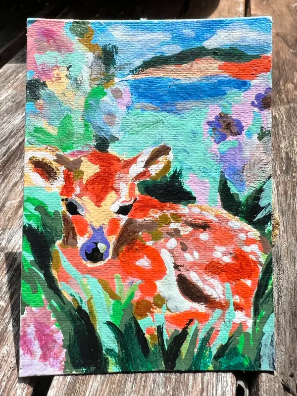 Wildflower Fawn aceo art card