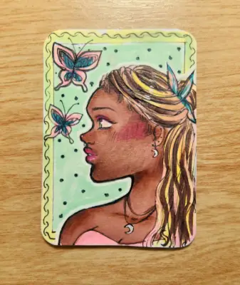 Portrait "Spring Selene" aceo art card thumbnail 1