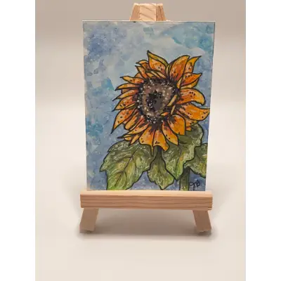 Country Sunflower aceo art card thumbnail 1