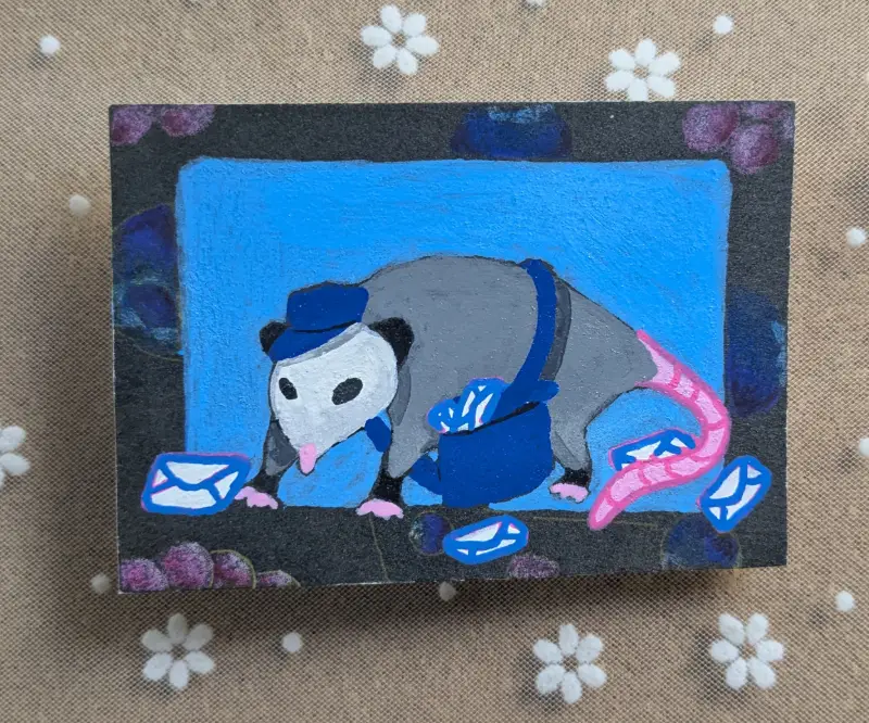 Postal Opossum aceo art card
