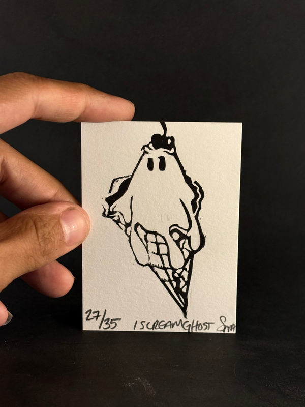 I Scream Ghost aceo art card