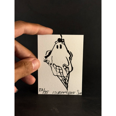 I Scream Ghost aceo art card thumbnail 1