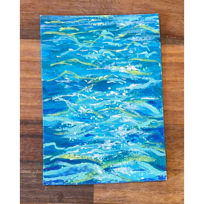 Aqua waves aceo art card thumbnail 2