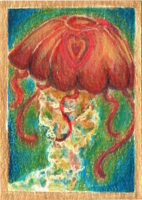 Radiant Jellyfish aceo art card thumbnail 2