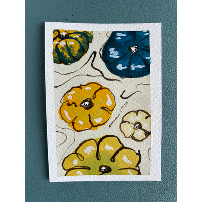 Pumpkins or flowers? aceo art card thumbnail 2