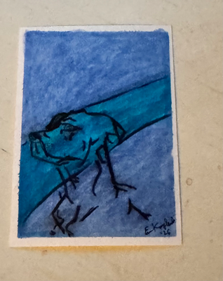 Blue Dog aceo art card thumbnail 2