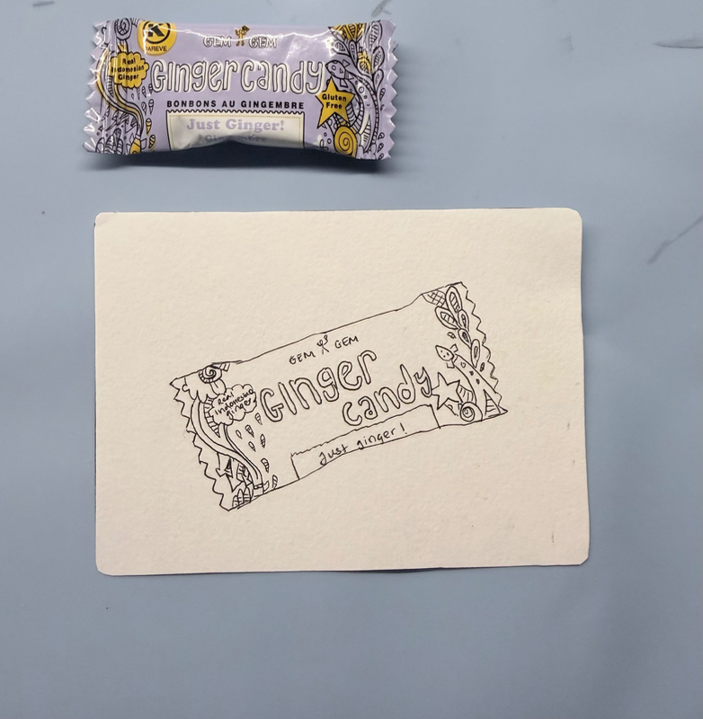 Ginger candy/inked sketch aceo art card