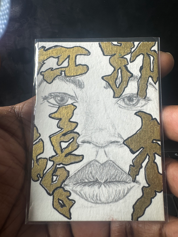“Golden Features” Original Hand painted ACEO aceo art card