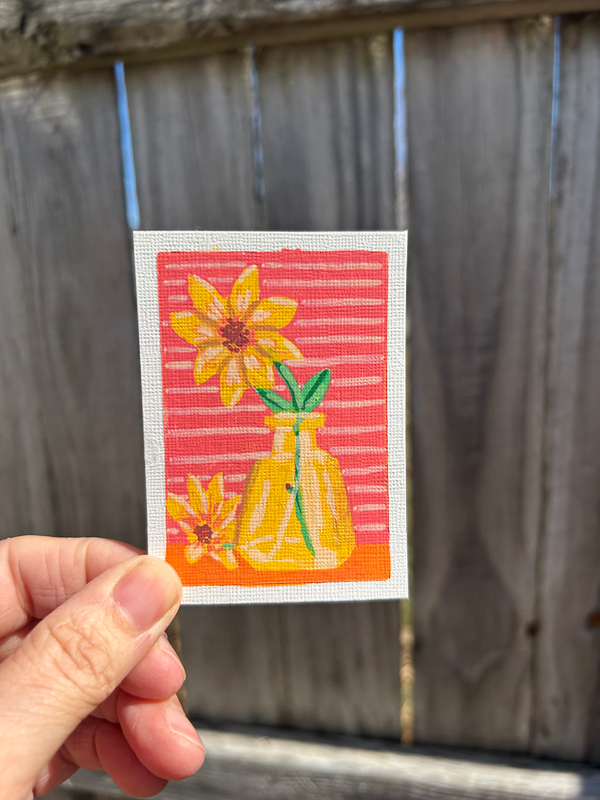 Yellow Flower aceo art card