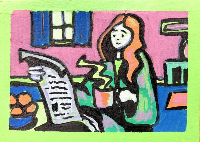 News and Brew aceo art card