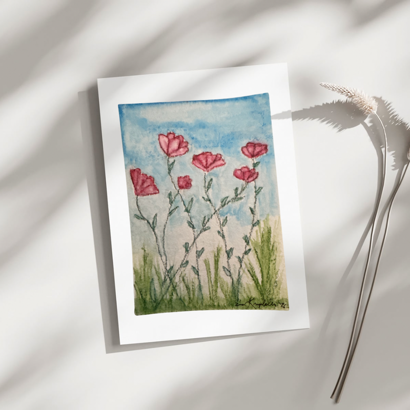 Poppy Field aceo art card