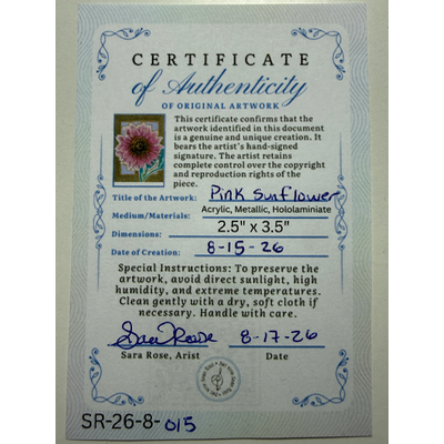 Pink Sunflower Holographic aceo art card thumbnail 4