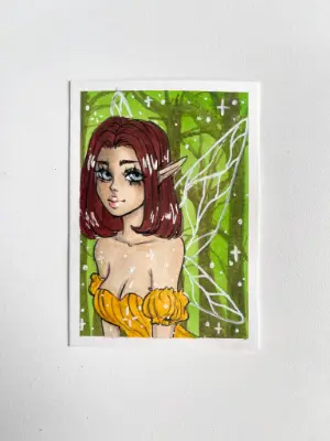 Pretty Fairy aceo art card thumbnail 2