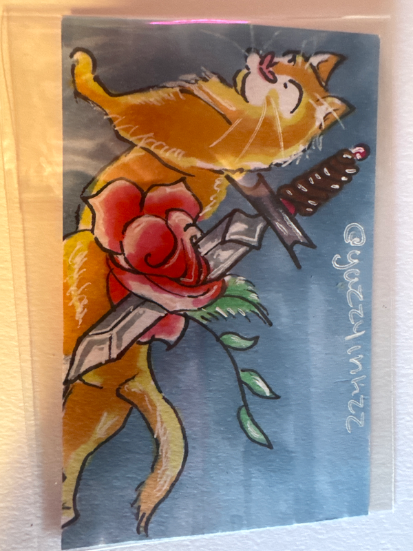 Orange Dagger aceo art card