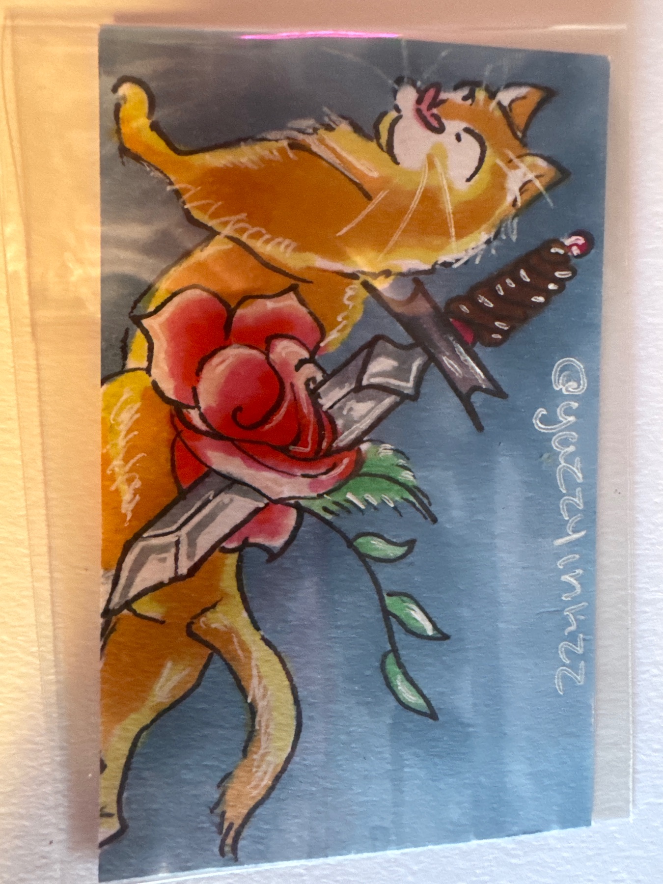 Orange Dagger aceo art card