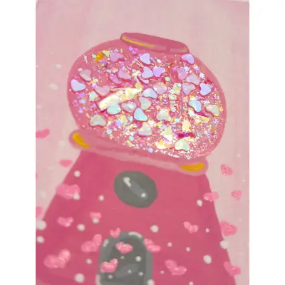 Pink Candy Surprise aceo art card thumbnail 2