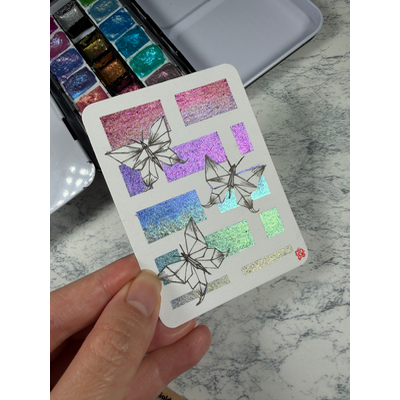 Paper Butterfly origami art aceo art card thumbnail 2