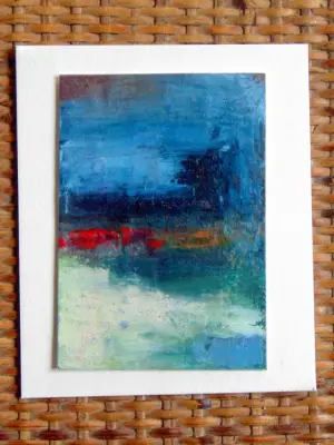 Red Horizon Original Oil Painting ACEO aceo art card thumbnail 2