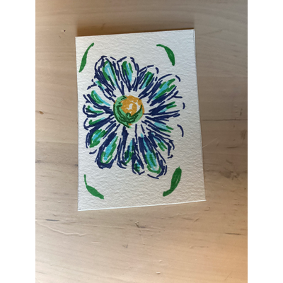 Baby dragon napping in a wildflower 1/3 aceo art card thumbnail 2
