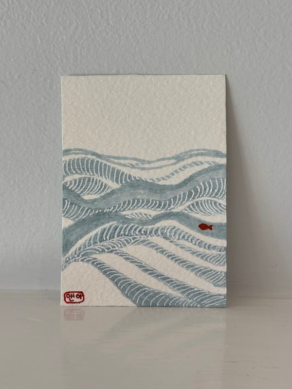 ACEO original, little fish aceo art card